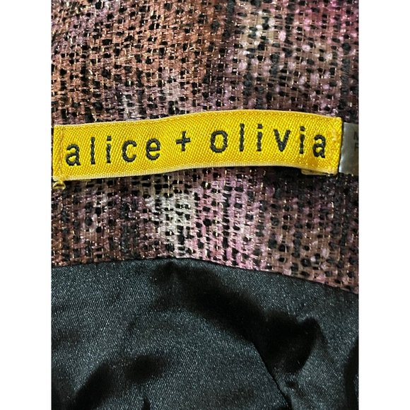 Alice + Olivia Marie Tulip Bubble Hem Mini Dress Metallic Purple Grey Size 8 - Picture 8 of 12